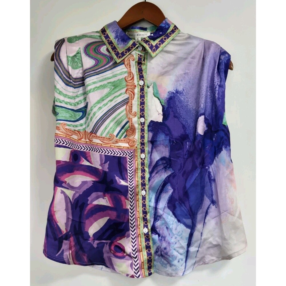 Her Bottari Vest Womens S Blouse Multi Color Abstract Artsy Statement Wacky